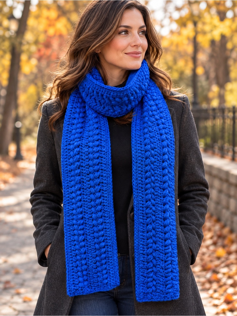 Cozy Women's Royal Blue Chunky Knit Scarf